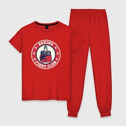 Пижама хлопковая женская Boxing fight club, цвет: красный
