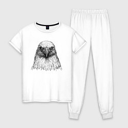 Пижама хлопковая женская Орёл анфас, цвет: белый