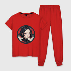 Пижама хлопковая женская Учиха Инуки, цвет: красный