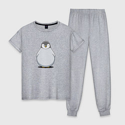 Пижама хлопковая женская Птенец пингвина мультяшный, цвет: меланж