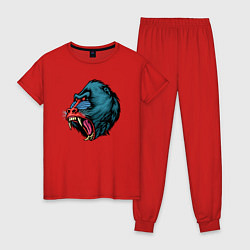 Пижама хлопковая женская Mandrill monkey, цвет: красный
