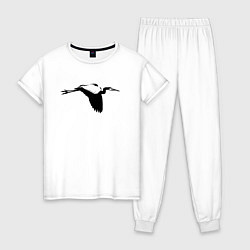 Пижама хлопковая женская Аист трафарет, цвет: белый