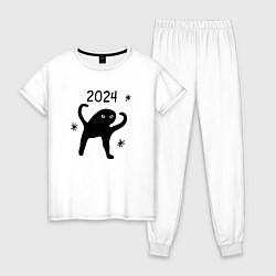 Пижама хлопковая женская 2024 - ъуъ мем, цвет: белый