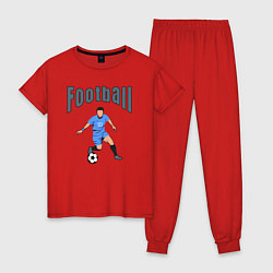 Пижама хлопковая женская Футболист номер десять, цвет: красный