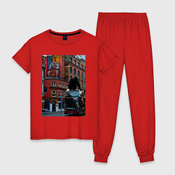 Пижама хлопковая женская MoMo - Лондон, цвет: красный