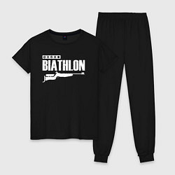 Пижама хлопковая женская Biathlon - снайпер, цвет: черный