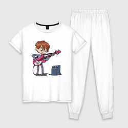 Пижама хлопковая женская Мальчик с гитарой, цвет: белый