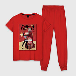 Пижама хлопковая женская Fallout - nuka cola, цвет: красный