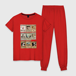 Пижама хлопковая женская Листовки мугивар, цвет: красный
