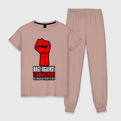 Пижама хлопковая женская Rage against the machine - fist, цвет: пыльно-розовый