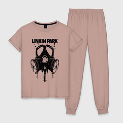 Пижама хлопковая женская Linkin Park - gas mask, цвет: пыльно-розовый