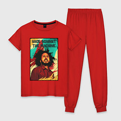 Пижама хлопковая женская RATM - Zack de la Rocha, цвет: красный
