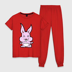 Пижама хлопковая женская Счастливый кролик, цвет: красный