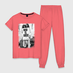 Пижама хлопковая женская Джон и Йоко, цвет: коралловый