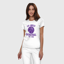Пижама хлопковая женская Basketball Los Angeles, цвет: белый — фото 2
