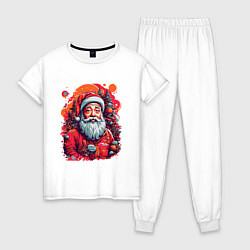 Пижама хлопковая женская Санта Клаус, цвет: белый