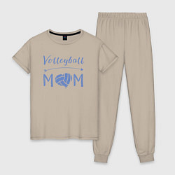 Пижама хлопковая женская Мама волейбола, цвет: миндальный