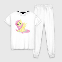Пижама хлопковая женская Флаттершай из My Little Pony в кино, цвет: белый