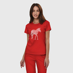 Пижама хлопковая женская Гравюра зебра скачет, цвет: красный — фото 2