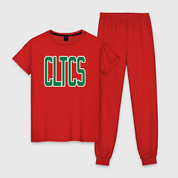 Пижама хлопковая женская Cltcs, цвет: красный
