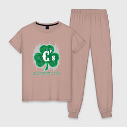 Пижама хлопковая женская Boston Celtics style, цвет: пыльно-розовый