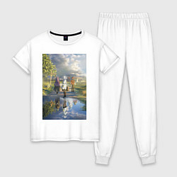 Пижама хлопковая женская Фрирен провожающая в путь, цвет: белый