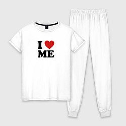 Пижама хлопковая женская I love me - heart, цвет: белый