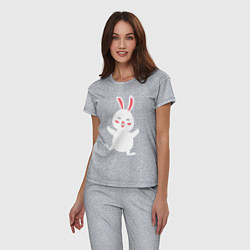Пижама хлопковая женская Весёлый кролик, цвет: меланж — фото 2