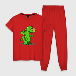 Пижама хлопковая женская Просто дракон 2024, цвет: красный