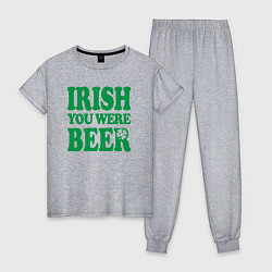 Пижама хлопковая женская Irish you were beer, цвет: меланж