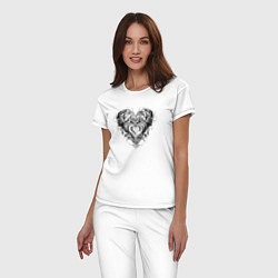 Пижама хлопковая женская Сердце узоры, цвет: белый — фото 2