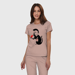 Пижама хлопковая женская Панк Ленин, цвет: пыльно-розовый — фото 2