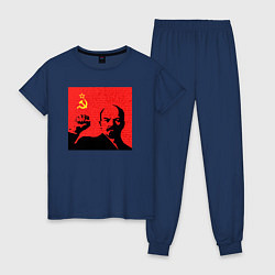 Пижама хлопковая женская Lenin in red, цвет: тёмно-синий