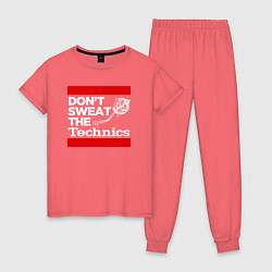 Пижама хлопковая женская Dont sweat the Technics, цвет: коралловый