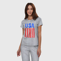 Пижама хлопковая женская America flag, цвет: меланж — фото 2