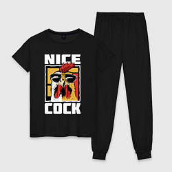 Пижама хлопковая женская Nice cock, цвет: черный