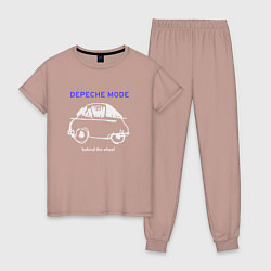 Пижама хлопковая женская Depeche Mode - Behind the wheel, цвет: пыльно-розовый