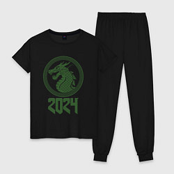 Пижама хлопковая женская Green drago 2024, цвет: черный