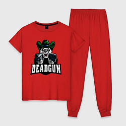 Пижама хлопковая женская Панда с двумя пистолетами, цвет: красный