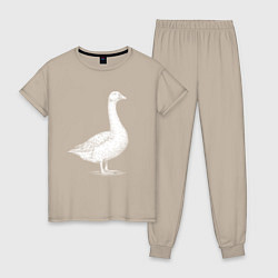 Пижама хлопковая женская Профиль утки, цвет: миндальный