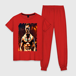 Пижама хлопковая женская Конор Макгрегор боец UFC, цвет: красный