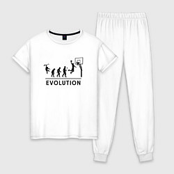 Пижама хлопковая женская Эволюция баскетболиста, баскетбол, цвет: белый