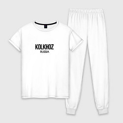 Пижама хлопковая женская Kolkhoz, цвет: белый