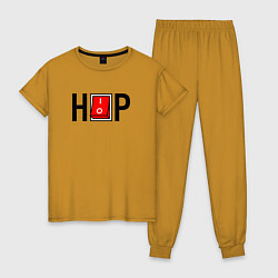 Пижама хлопковая женская Hip Hop выключатель, цвет: горчичный
