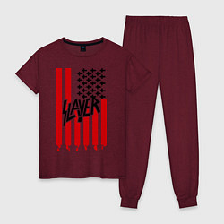 Пижама хлопковая женская Slayer Flag, цвет: меланж-бордовый