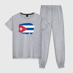 Пижама хлопковая женская Флаг Кубы, цвет: меланж