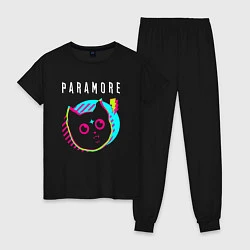 Пижама хлопковая женская Paramore rock star cat, цвет: черный