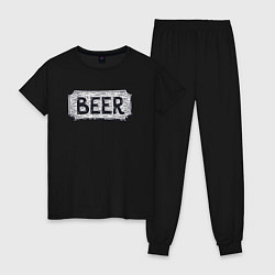 Пижама хлопковая женская Beer shop, цвет: черный