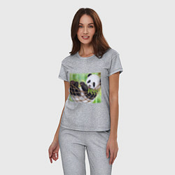 Пижама хлопковая женская Панда медвед, цвет: меланж — фото 2