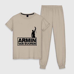 Пижама хлопковая женская Armin van buuren, цвет: миндальный